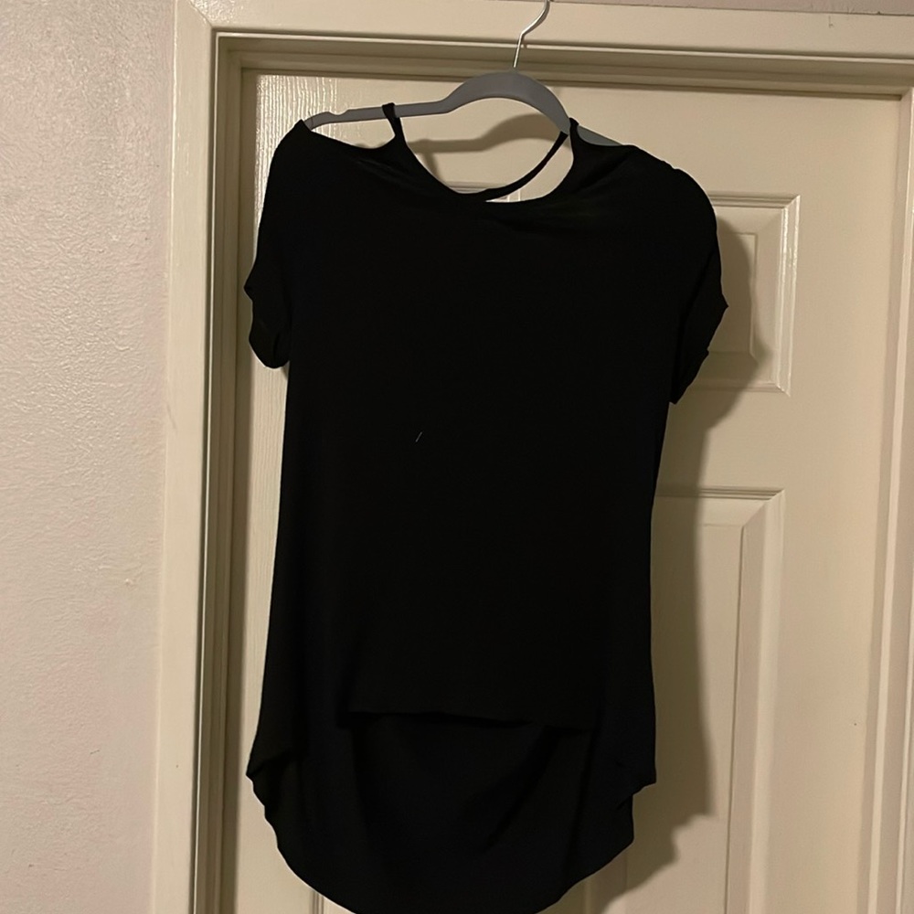 Flowy Black Blouse with Back Out